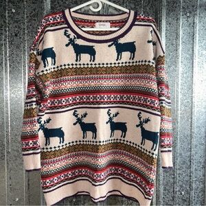 Christmas Reindeer Pattern Crew Neck Sweater